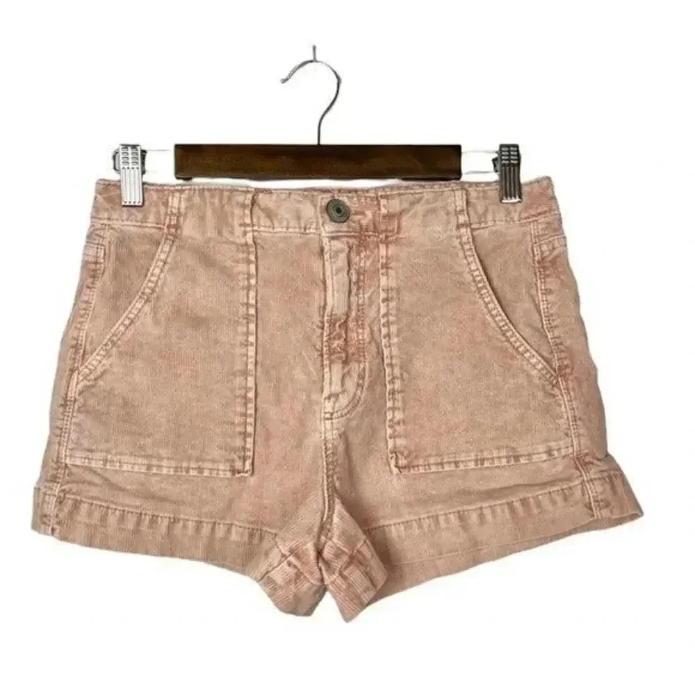 American Eagle AEO Pink Corduroy High Rise Mom Shorts 4